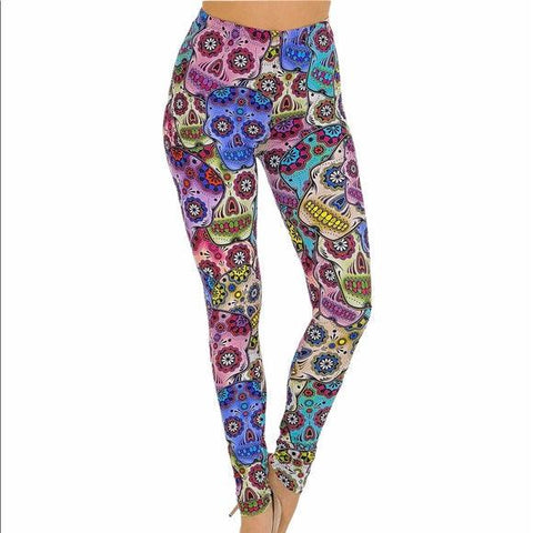 Women's Colorful Skull Leggings