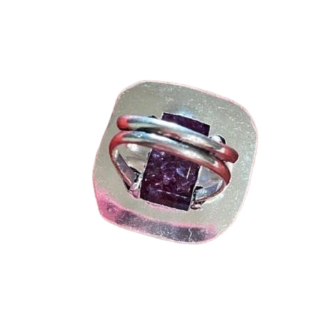  Quartz Purple Crackled Sterling Silver Ring - Wild Time Fashion