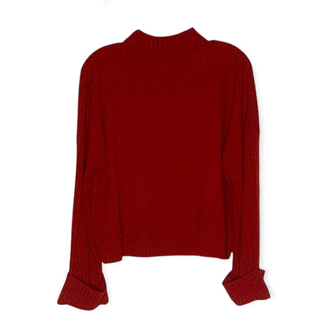 Women's Red Mock Neck Long Sleeve Super Soft Sweater - Large- Band of Gypsies