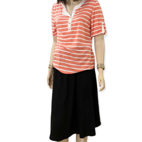 Women's Refreshing Striped Short Sleeve Summer Shirt - Plus Size 1XL, 2XL, 3XL - Wild Time FashionWomen's Plus Size Short Sleeve Striped Refreshing Summer Shirt -  1XL, 2XL, 3XL - Wild Time Fashion