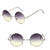 Women's Large Round Gradient Sunset Silver Metal Sunglasses- Large- Wild Time Fashion