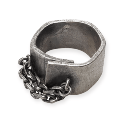 Wide Band Bonded Chain Charm Ring
