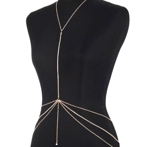 Glittery Rhinestone Chest Body Chain for Women - Wild Time Fashion 