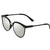 Unisex Round Reflective Mirrored Lens Cat Eye Black Silver Trim Silver Round Mirror Sunglasses- Large - Wild Time Fashion