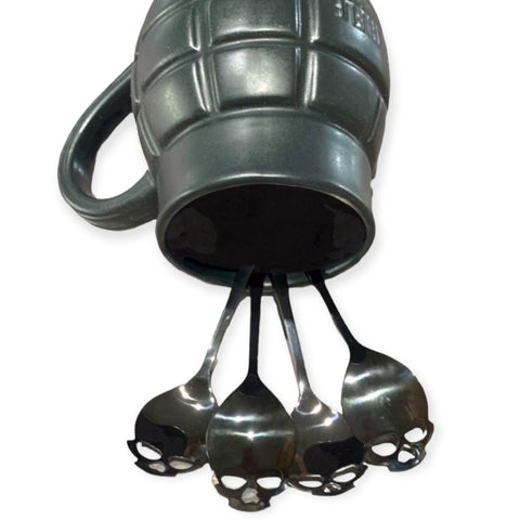 Skullcraft Stainless Steel Round Skull Spoon Set of 2