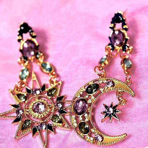 Celestial Gold Asymmetric Hanging Earrings