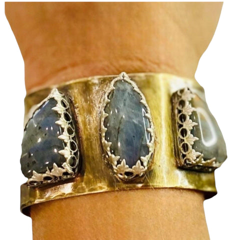 Trinity Labradorite Cuff Bracelets- Wild Time Fashion