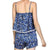 Women's blue oceanic sleeveless, backless, strappy Strappy One Piece Romper Shorts Summer Outfit - Wild Time Fashion