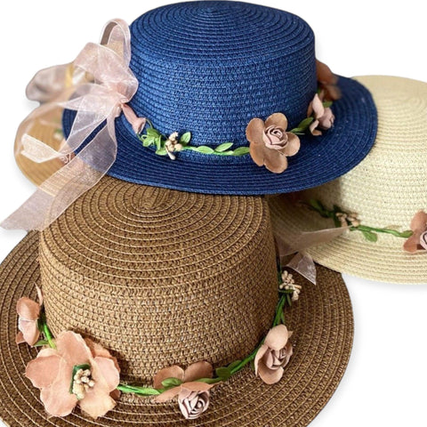 Floral Crown Summer Straw Hat