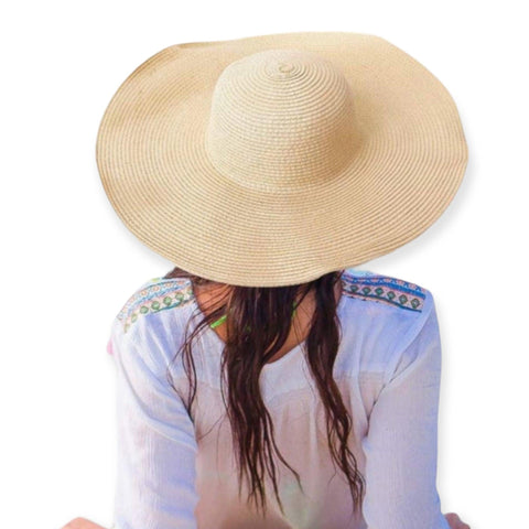 Women's Extra Wide Brim Straw Panama Hat - Wild Time Fashion