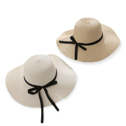 Women's Wide-Brim Foldable Panama Straw Summer Sun Hat -OSFM-- Wild Time Fashion