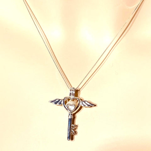 Silver Open Heart Wing Locket Necklace" -Wild Time Fashion