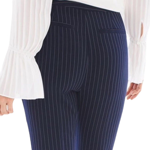 Women's Mid Rise Navy Pinstripe Slimming Pants - 32x27 -Wild Time Fashion