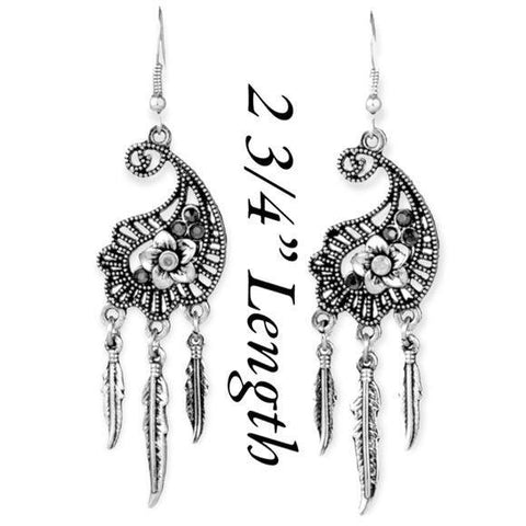 Boho Chandelier Feather Earrings - Wild Time Fashion 