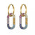 Women's  Gold Hoops Oval Colorful Dangling Earrings - 1.75" L - Wild Time Fashion