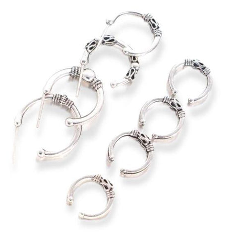 Boho Chic Stackable Hoops & Ear Cuffs Set - Wild Time Fashion