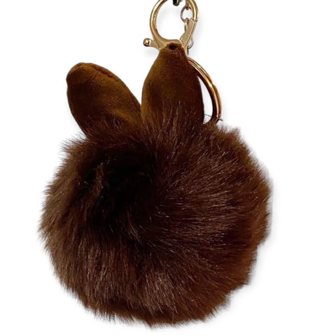 Brown Dust Bunny Handbag, Mini Bag Accessory Brown Rabbit Bunny Ear , Keychain, Fuzzy Bunny Companion - One Size