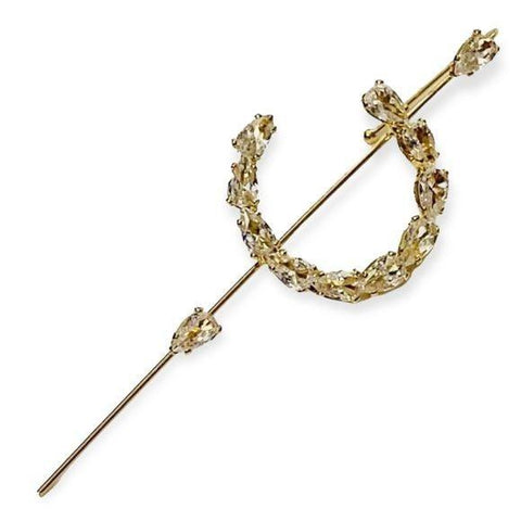 Sparkly Crystal Moon Ear Pin Hook Cuff Earring - Wild Time Fashion