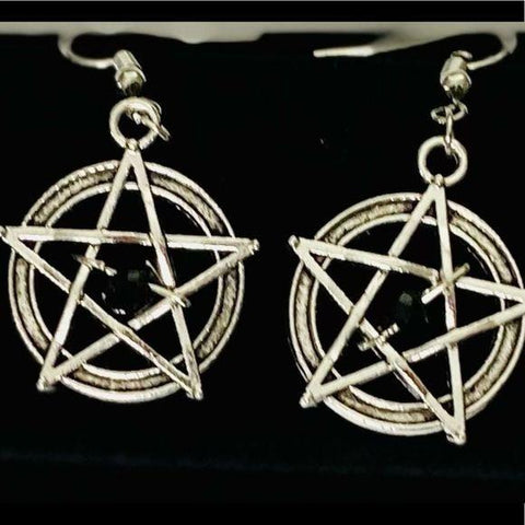 Dangling Silver Pentagram Crafted Earrings - Wild Time Fashion