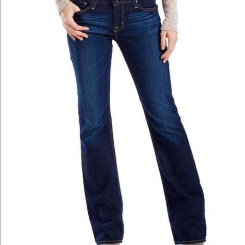Women's Low Rise Remy Bootcut Dark Denim Jeans 28x30 - Wild Time Fashion