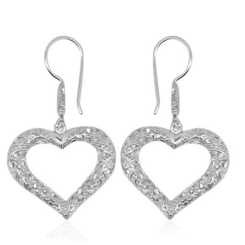 Silver Filigree Open Heart Earrings