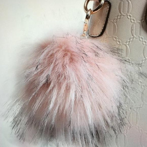 Pom Pom Pink Black Tip Large Back pack Bag Keys - FREE SHIPPING USA - Wild Time Fashion 