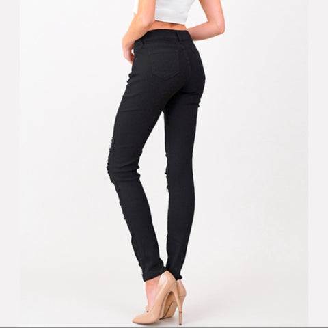 Black Distressed Skinny Jeans - Wild Time Fashion