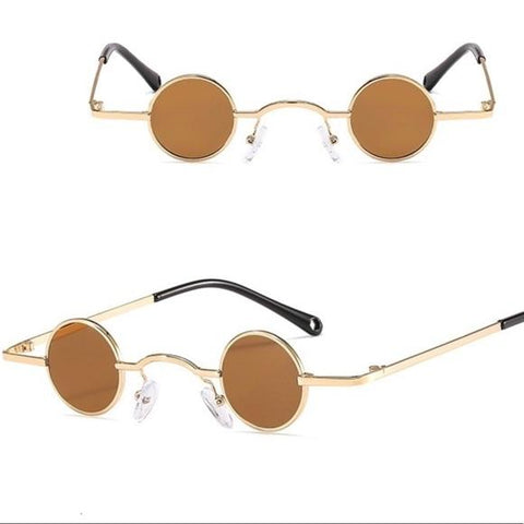 Brown Amber Lenses Gold Metal Frame  Sunglasses-Unisex-Wild Time Fashion