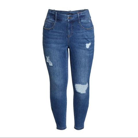 NEW Skinny Distressed Denim Jeans by YSJ 16W 34x26 - Wild Time Fashion 