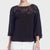 Women's Enchanting Black Embroidered Sequin Billowing Wide Sleeves Blouse - Large- Catherine Malandrino Collection