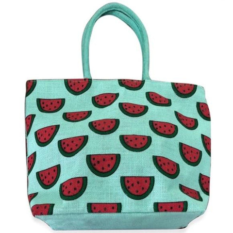 Colorful Beach Bag Watermelon Print Vacation Travel Grocery - Oversized- Wild Time Fashion 