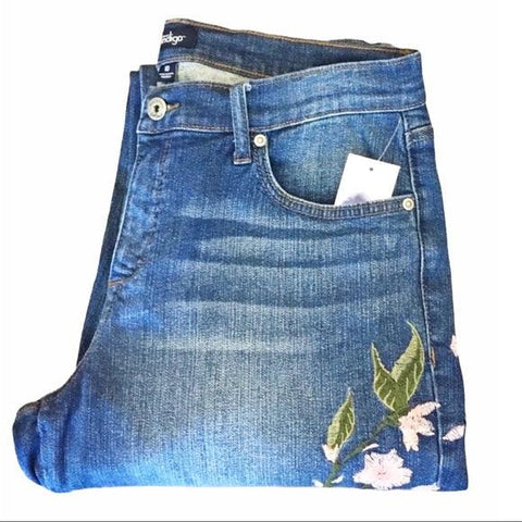 NEW Relaxed Fit Distressed Denim Jeans Embroidery - Wild Time Fashion 