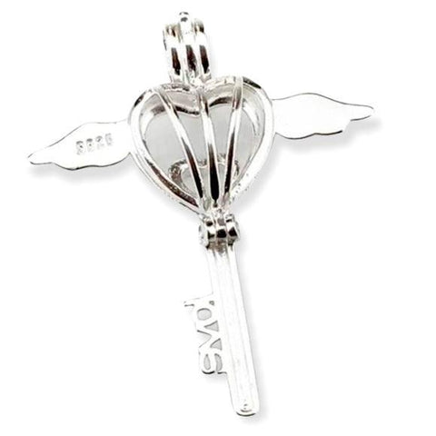 Silver Open Heart Wing Locket Necklace