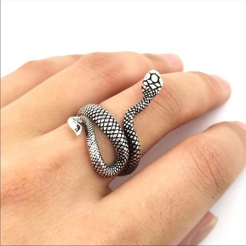 Snake Ring Silver Textured Open Band Ring 