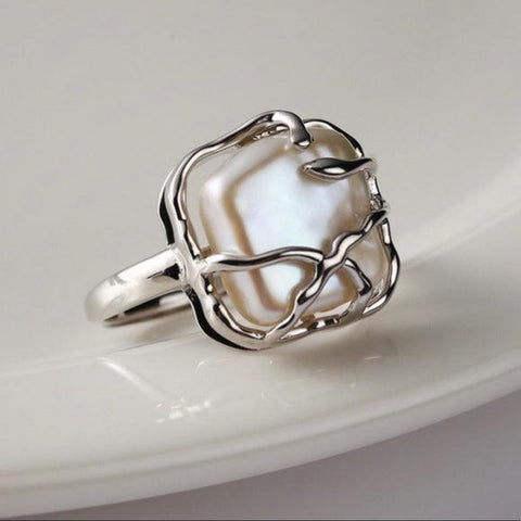 Sterling Silver Vined Pearl Wrap Ring - Wild Time Fashion