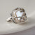 Women's Faux Pearl Abstract Sterling Silver Open Band Ring Jewelry