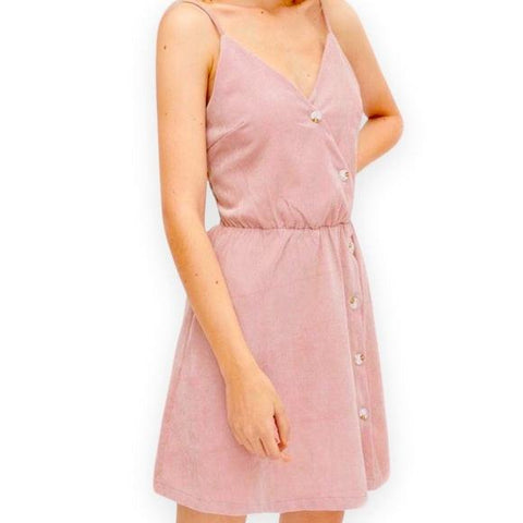 Pink Corduroy Summer Mini Dress