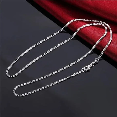 Sterling Silver Curb Cable Chain Length Necklace 18" - Wild Time Fashion 