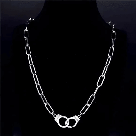  Silver Handcuff Freedom Choker Necklace