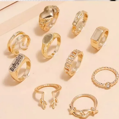 Bold Gold Miami Stackable Ring Set - Set of 10 - Wild Time Fashion