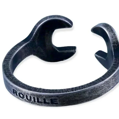 Black Open Moto Wrench Ring 
