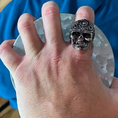 Men's Stainless Steel Motorcycle Skull Ring