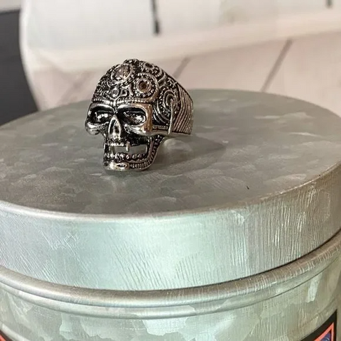 Men's Stainless Steel Motorcycle Skull Ring
