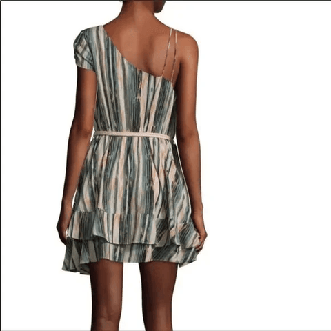 Sweetheart Elongated Striped Ruffle Mini Dress