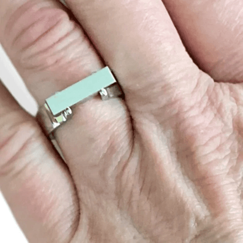 Women's Stainless Steel Concrete Signet Bar Ring Size 8