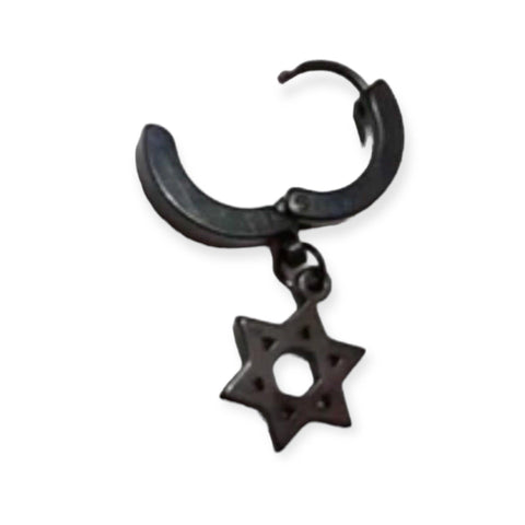 Huggie Hoops Stainless Steel Hexagram Charm Earrings - Wild Time Fashion