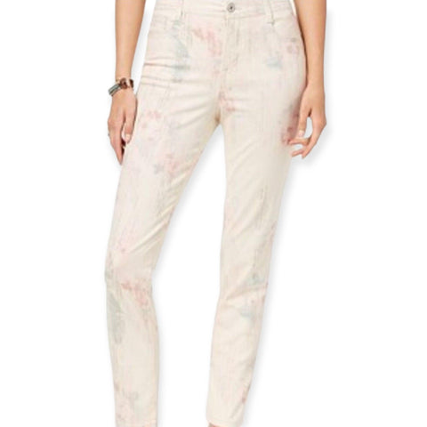 High Rise Denim Floral Pastel Tapered Ankle Jeans