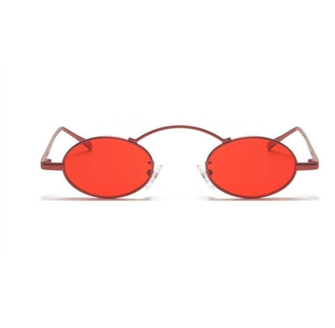 Oval Red Metal Rimmed Silicone Pads Sunglasses - Wild Time Fashion