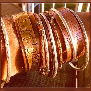Copper Brass Riveted Cuff Bracelet - 8"- Wild Time Fashion 