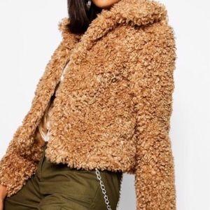 Women's Outerwear Tan Super Soft  Lined Teddy Coat Wild Time Fashion 